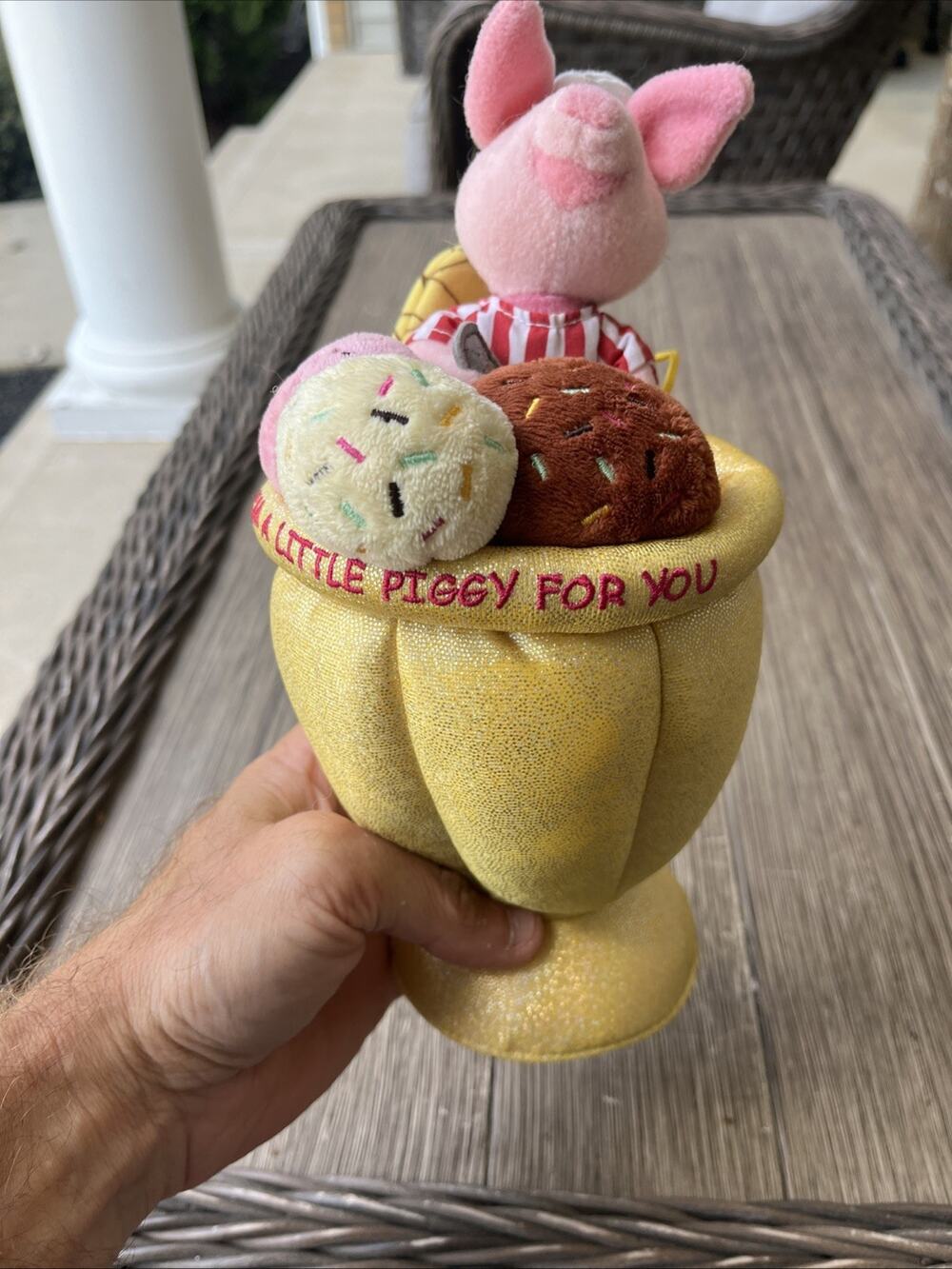 RARE DISNEY STORE SWEET SHOPPE PIGLET ICE CREAM SUNDEE PLUSH CUTE!!